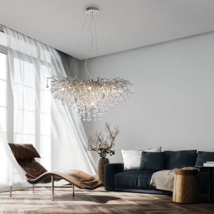 Paul Neuhaus 2192-55 - Пендел ICICLE 10xG9/40W/230V 50x100 см лъскав хром