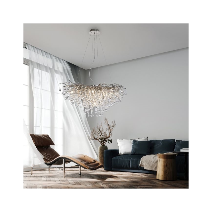 Paul Neuhaus 2192-55 - Пендел ICICLE 10xG9/40W/230V 50x100 см лъскав хром