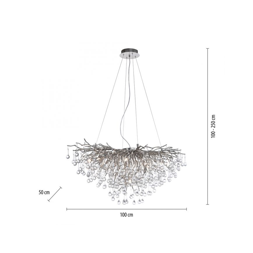 Paul Neuhaus 2192-55 - Пендел ICICLE 10xG9/40W/230V 50x100 см лъскав хром