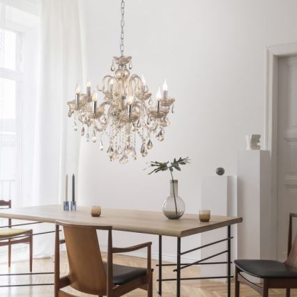 Paul Neuhaus 3081-97 - Висящ кристален полилей GRACIA 8xE14/40W/230V златист