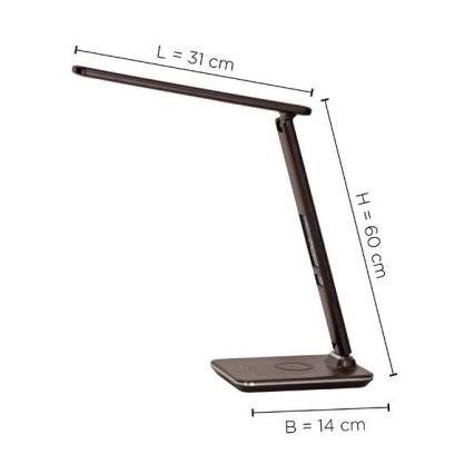 Paul Neuhaus 4595-23 - LED Димируема сензорна настолна лампа с безжично зареждане ADRIANO LED/5W/230V кафява