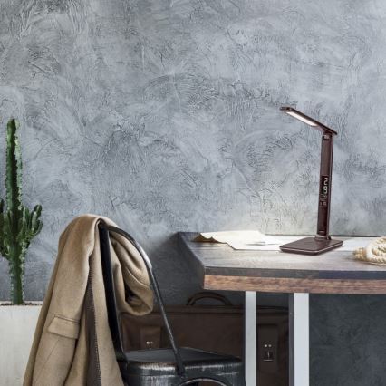 Paul Neuhaus 4595-23 - LED регулируема настолна лампа с докосване и безжично зареждане ADRIANO LED/5W/230V кафява