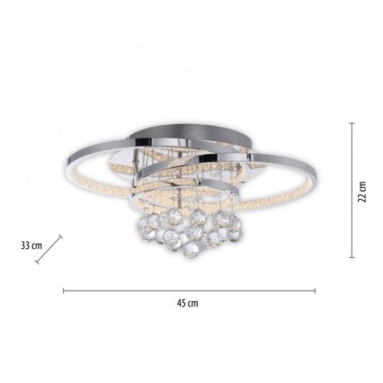Paul Neuhaus 6267-17 - LED Димируем плафон ROTAZO LED/32W/230V Ø 45 см лъскав хром