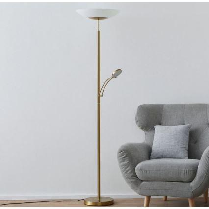 Paul Neuhaus 655-60 - Димируема подова лампа ALFRED LED/28W/230V+LED/4W/230V месинг