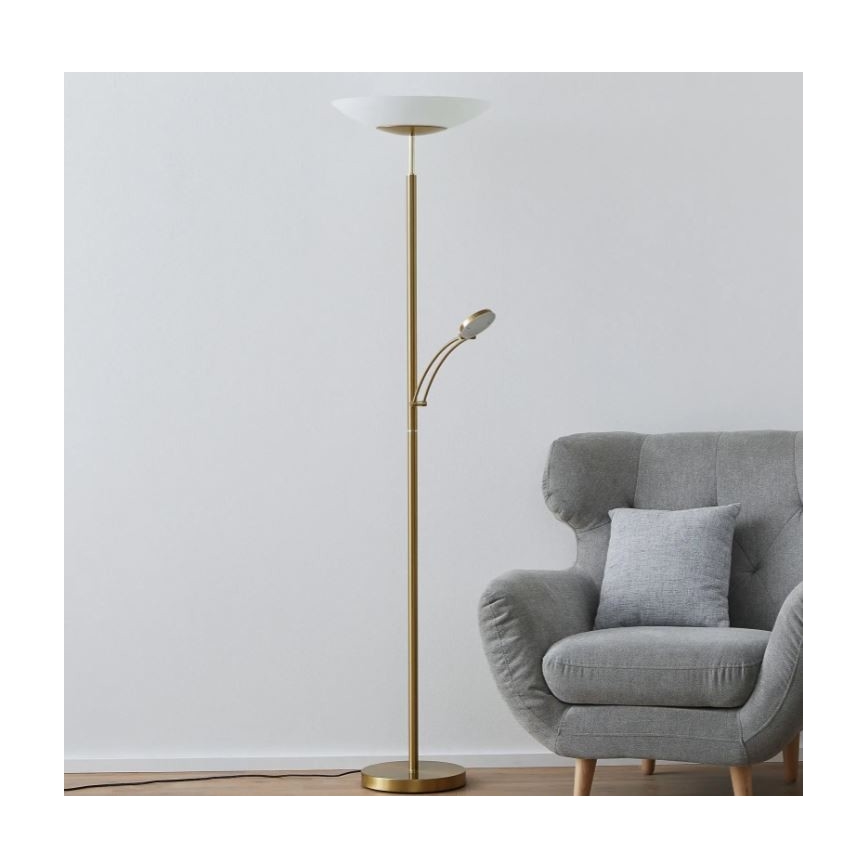 Paul Neuhaus 655-60 - Димируема подова лампа ALFRED LED/28W/230V+LED/4W/230V месинг