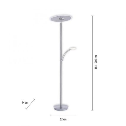 Paul Neuhaus 673-55 - LED Димируем лампион ARTUR 2xLED/21W/230V+1xLED/6W лъскав хром