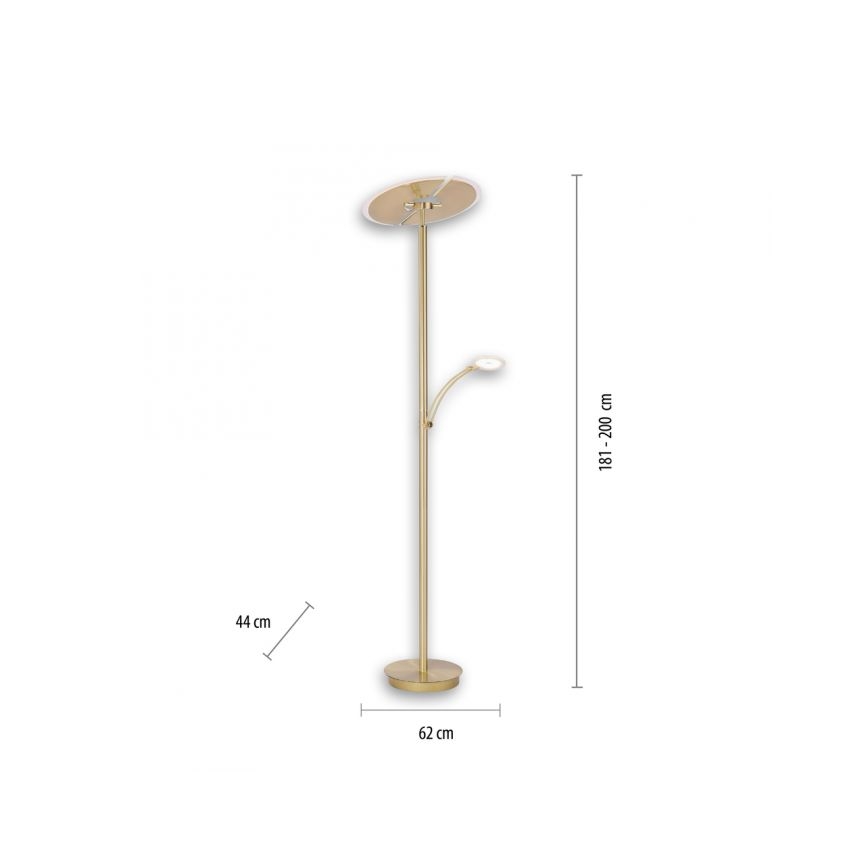 Paul Neuhaus 673-60 - LED димируема подова лампа ARTUR 2xLED/21W/230V+LED/6W златна