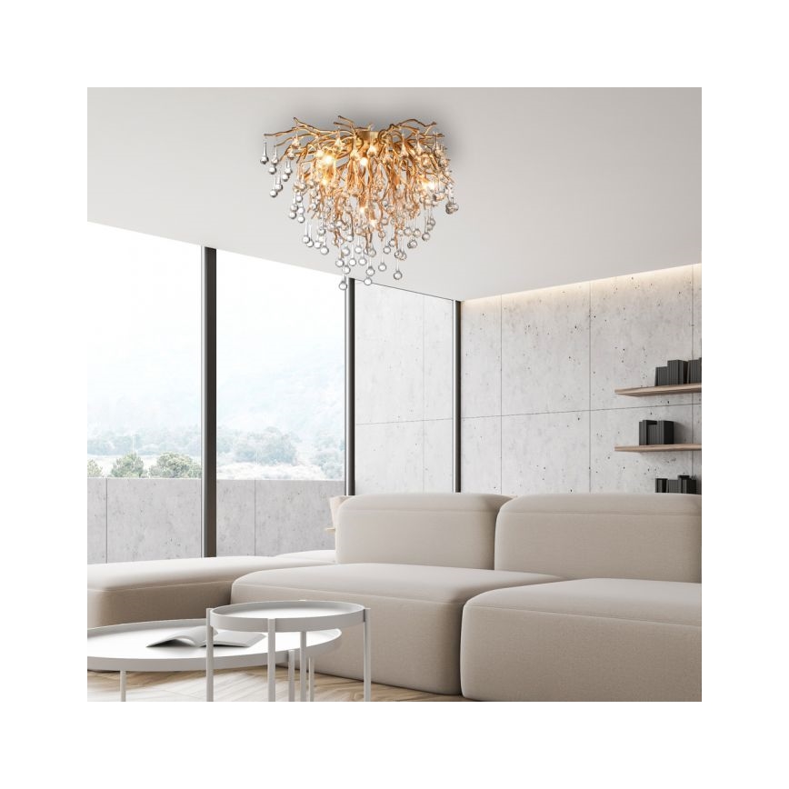 Paul Neuhaus 8091-11 - Полилей за повърхностен монтаж ICICLE 9xG9/40W/230V Ø 50 см месинг