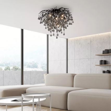 Paul Neuhaus 8091-18 - Плафонен полилей ICICLE 9xG9/40W/230V Ø 50 см черен