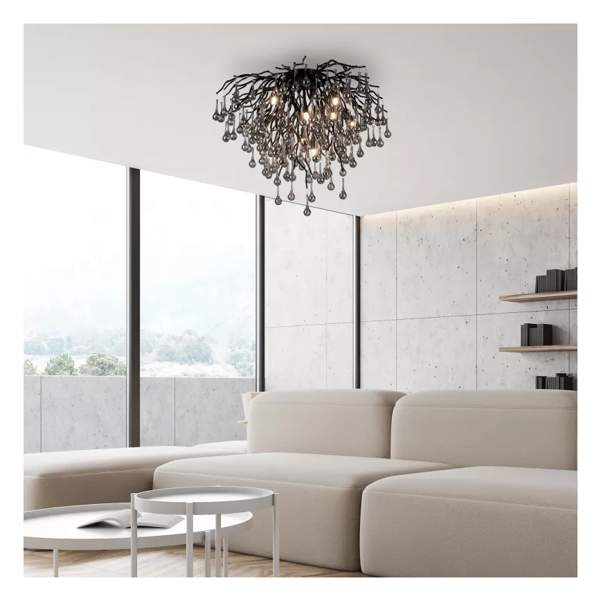 Paul Neuhaus 8091-18 - Плафонен полилей ICICLE 9xG9/40W/230V Ø 50 см черен