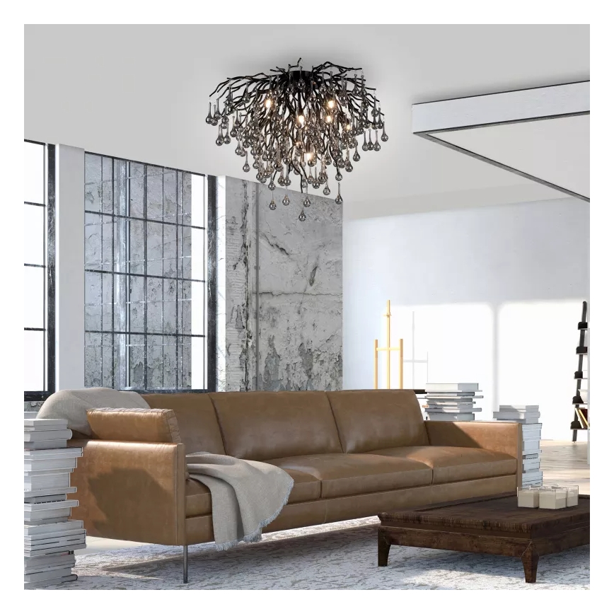 Paul Neuhaus 8091-18 - Плафонен полилей ICICLE 9xG9/40W/230V Ø 50 см черен