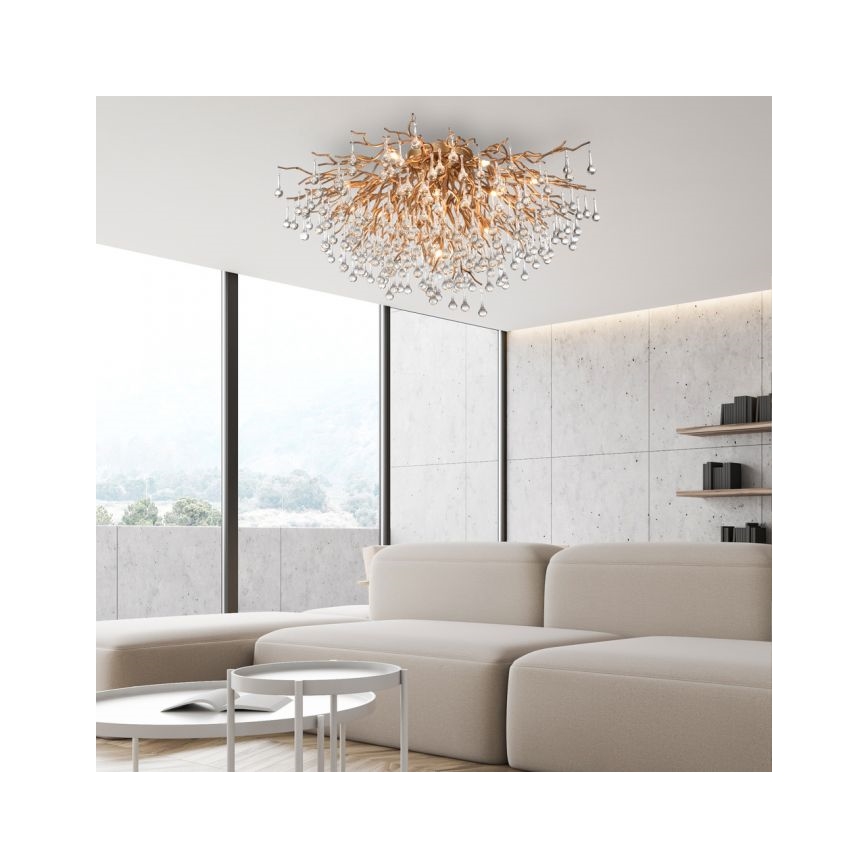 Paul Neuhaus 8092-11 - Полилей за повърхностен монтаж ICICLE 14xG9/40W/230V Ø 100 см месинг