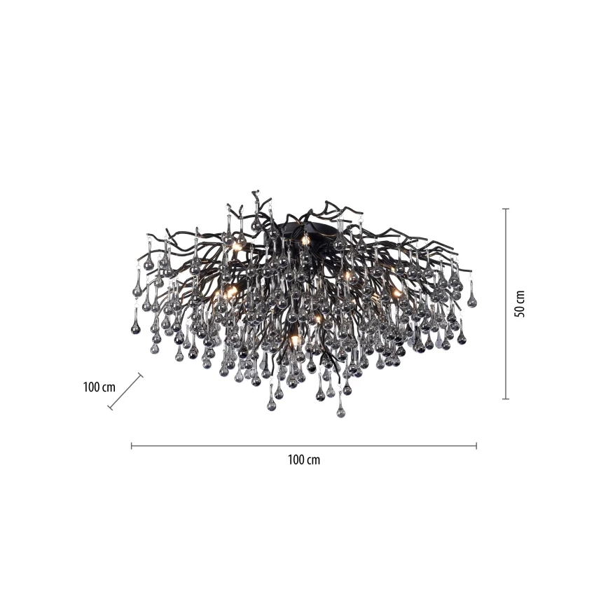 Paul Neuhaus 8092-18 - Повърхностно монтиран полилей ICICLE 14xG9/40W/230V, диаметър 100 см, черен