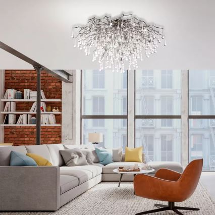 Paul Neuhaus 8092-55 - Полилей за повърхностен монтаж ICICLE 14xG9/40W/230V Ø 100 см лъскав хром