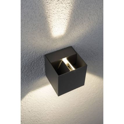 Paulmann 18000 - 2xLED/3W IP65 Екстериорен аплик CYBO 230V сив