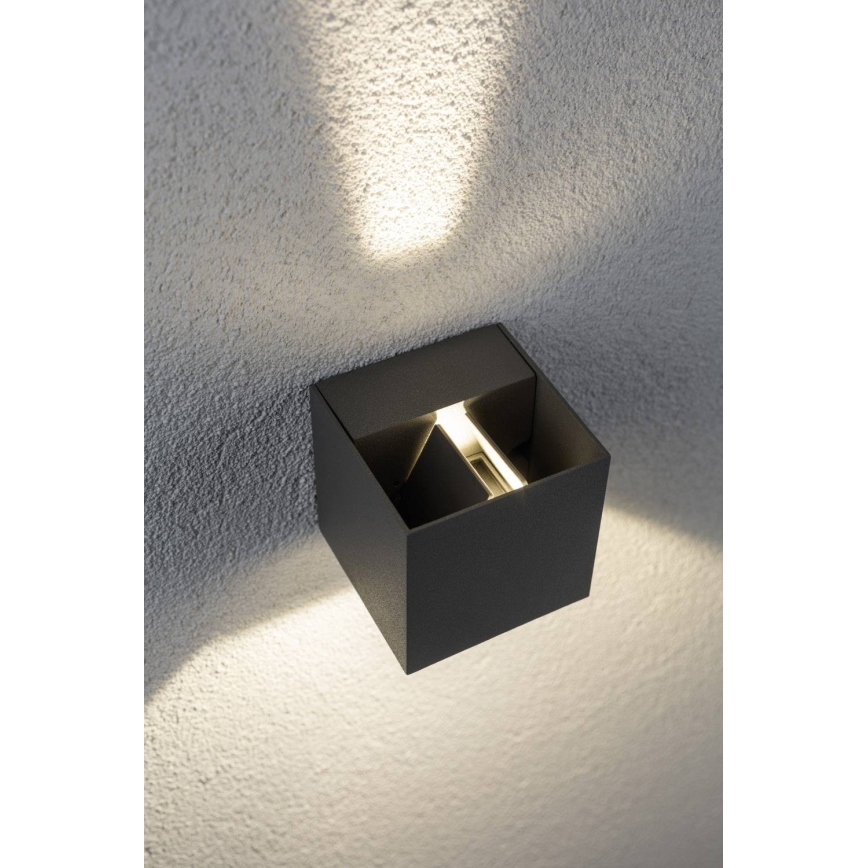 Paulmann 18000 - 2xLED/3W IP65 Екстериорен аплик CYBO 230V сив