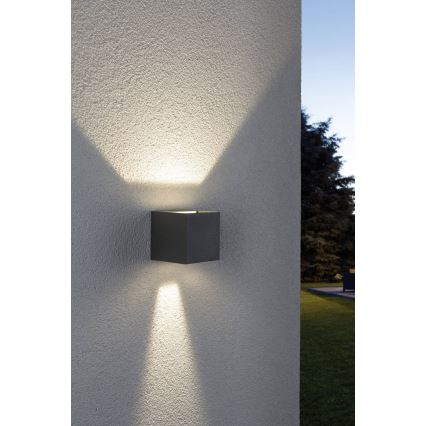 Paulmann 18000 - 2xLED/3W IP65 Екстериорен аплик CYBO 230V сив