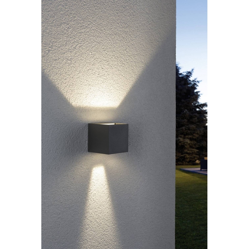 Paulmann 18000 - 2xLED/3W IP65 Екстериорен аплик CYBO 230V сив