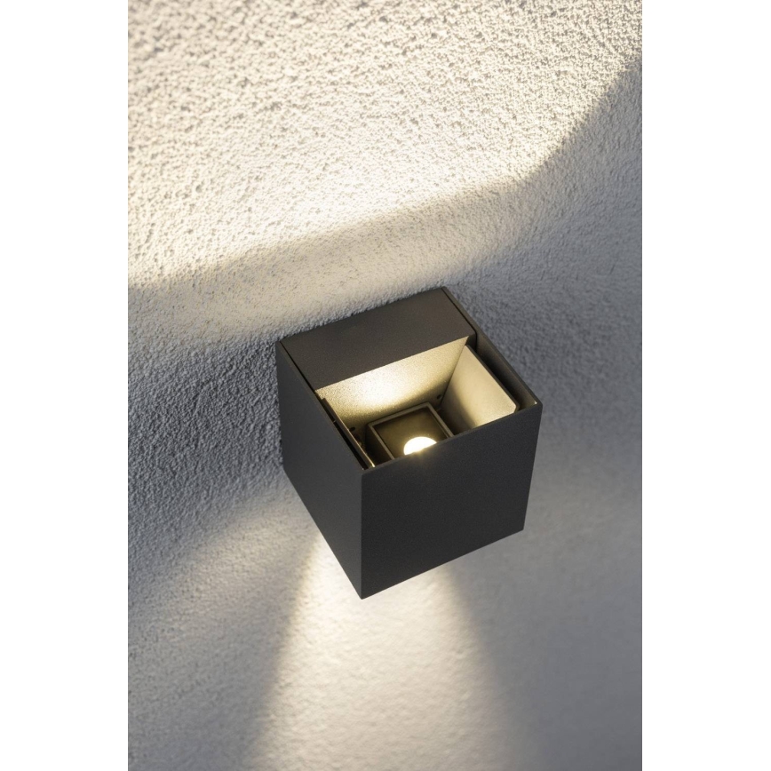 Paulmann 18000 - 2xLED/3W IP65 Екстериорен аплик CYBO 230V сив