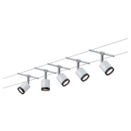 Paulmann 3981 - Комплект 5xLED/4W цялостна система с кабелно окачване TUBE 230V матов хром/черно