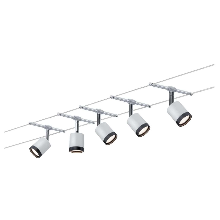Paulmann 3981 - Комплект 5xLED/4W цялостна система с кабелно окачване TUBE 230V матов хром/черно