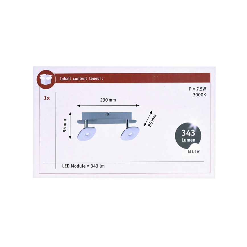 Paulmann 66651 - LED Спот SQUARELENSE 2xLED/3,2W/230V