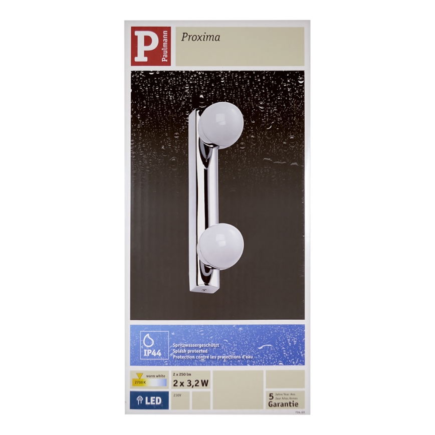 Paulmann 70469 - 2xLED/3,2W IP44 Лампа за огледало в баня PROXIMA 230V