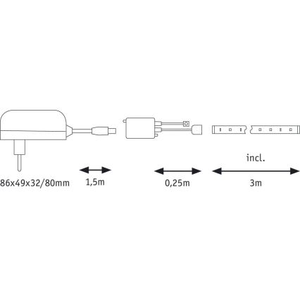 Paulmann 70481 - LED RGBW/9,6W Димируема лента DIGITAL 3 м 230V + дистанционно управление