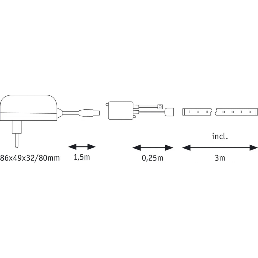 Paulmann 70481 - LED RGBW/9,6W Димируема лента DIGITAL 3 м 230V + дистанционно управление