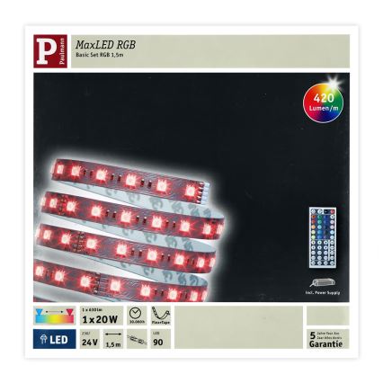 Paulmann 70587 - LED RGB/20W Димируема лента MAXLED 1,5м 230V + дистанционно