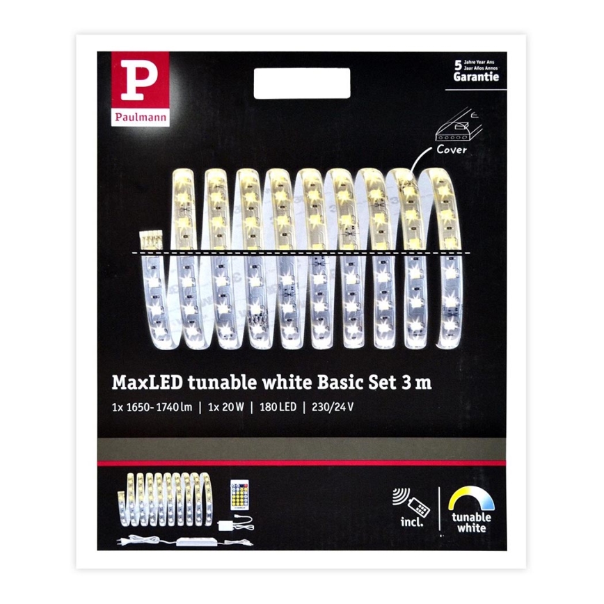 Paulmann 70624 - LED/20W Регулируема лента MAXLED 3м 230V + дистанционно управление