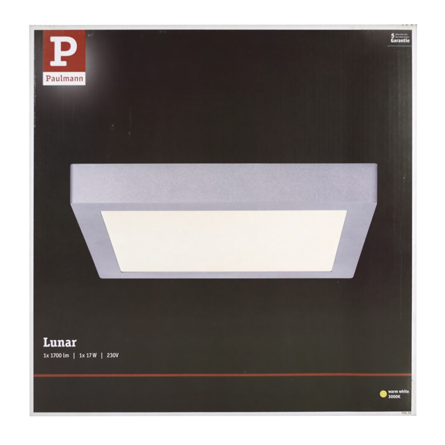Paulmann 70650 - LED/17W Плафон LUNAR 230V 30x30 cm матов хром