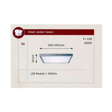 Paulmann 70652 - LED/30W Лампа за таван LUNAR 230V