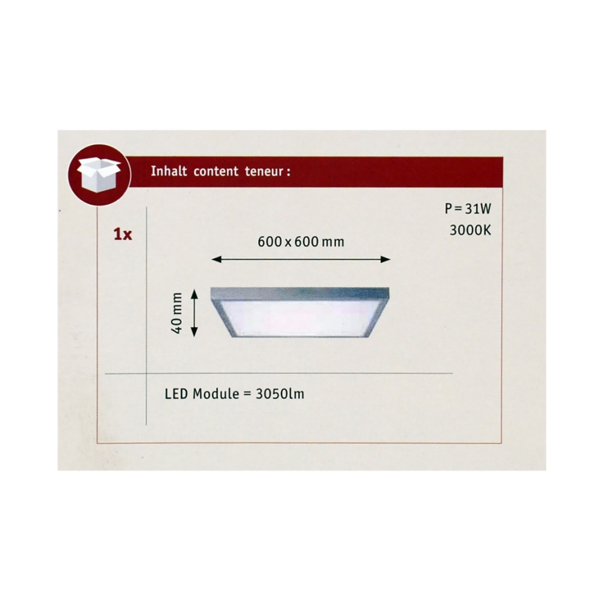 Paulmann 70652 - LED/30W Лампа за таван LUNAR 230V