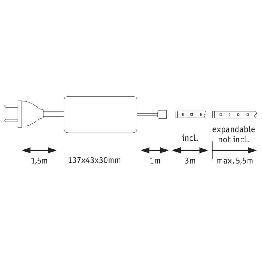 Paulmann 70666 - LED/20W IP44 Димируема лента за баня MAXLED 3 m 2700K 230V