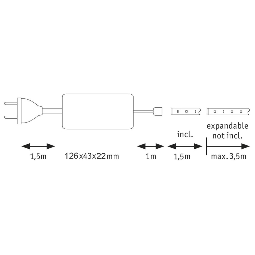 Paulmann 70667 - LED/9W IP44 Димируема лента за баня MAXLED 1,5 m 6500K 230V