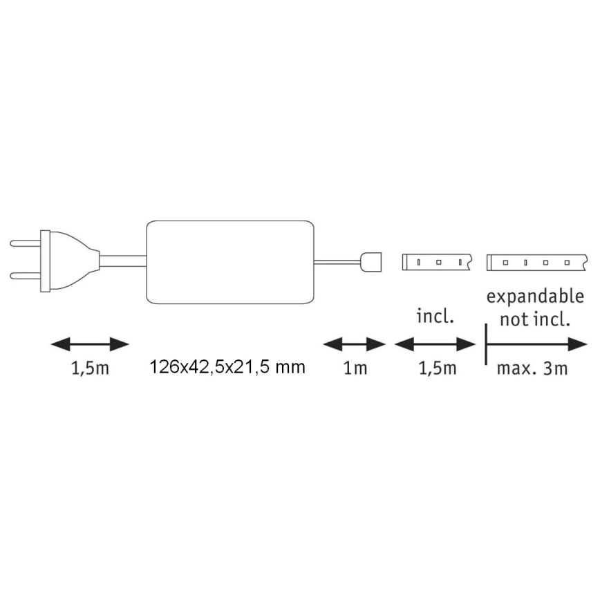 Paulmann 70668 - LED/9W IP44 Димируема лента за баня MAXLED 1,5 m 2700K 230V