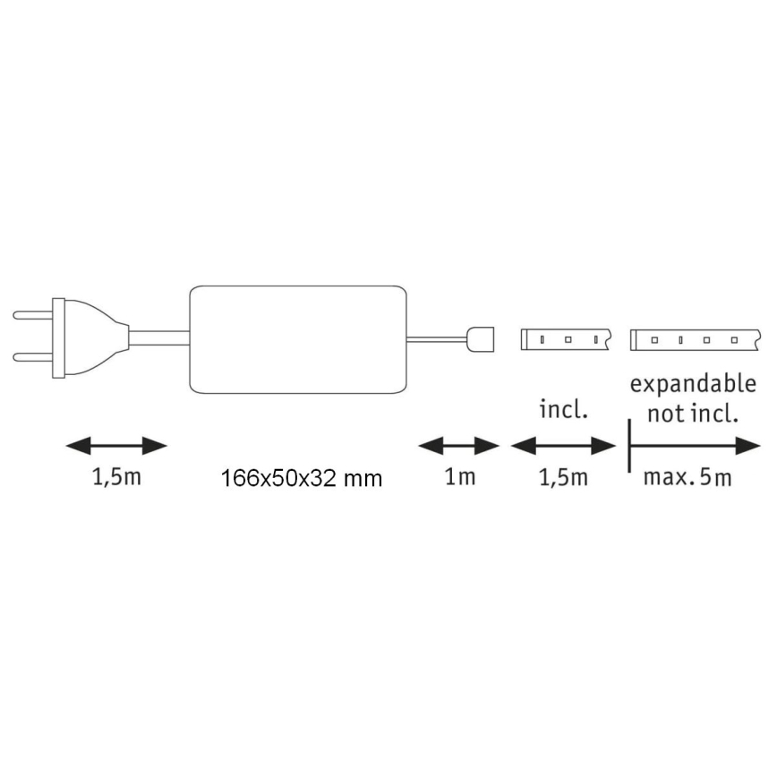 Paulmann 70672 - LED/18W IP44 Димируема лента за баня MAXLED 1,5 m 2700K 230V