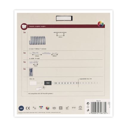 Paulmann 70673 - LED RGB/40W Димируема лента MAXLED 3м 230V + дистанционно