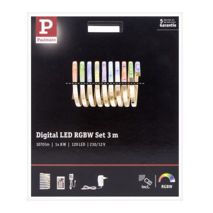 Paulmann 70696 - LED RGBW/8W Димируема лента DIGITAL 3 м 230V + дистанционно управление