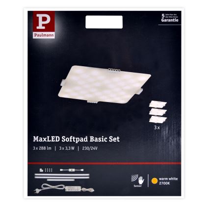 Paulmann 70710 - К-кт 3xLED/3,3W Осветление за мебели със сензор SOFTPAD 230V 2700K