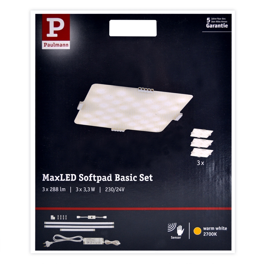 Paulmann 70710 - К-кт 3xLED/3,3W Осветление за мебели със сензор SOFTPAD 230V 2700K