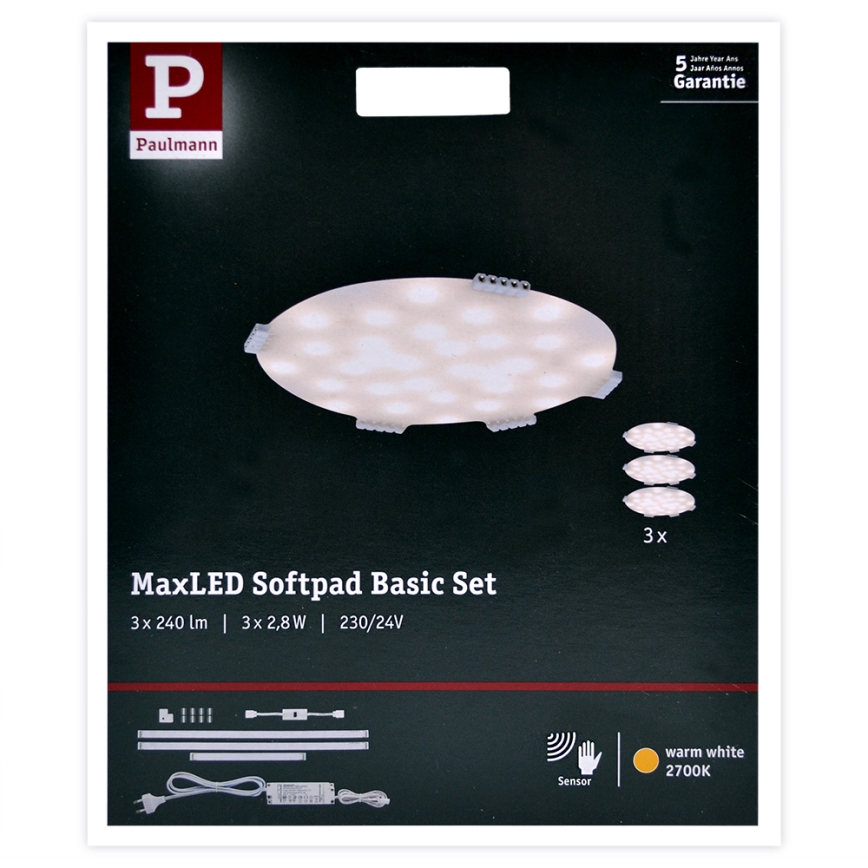 Paulmann 70711 - К-кт 3xLED/2,8W Осветление за мебели със сензор SOFTPAD 230V 2700K