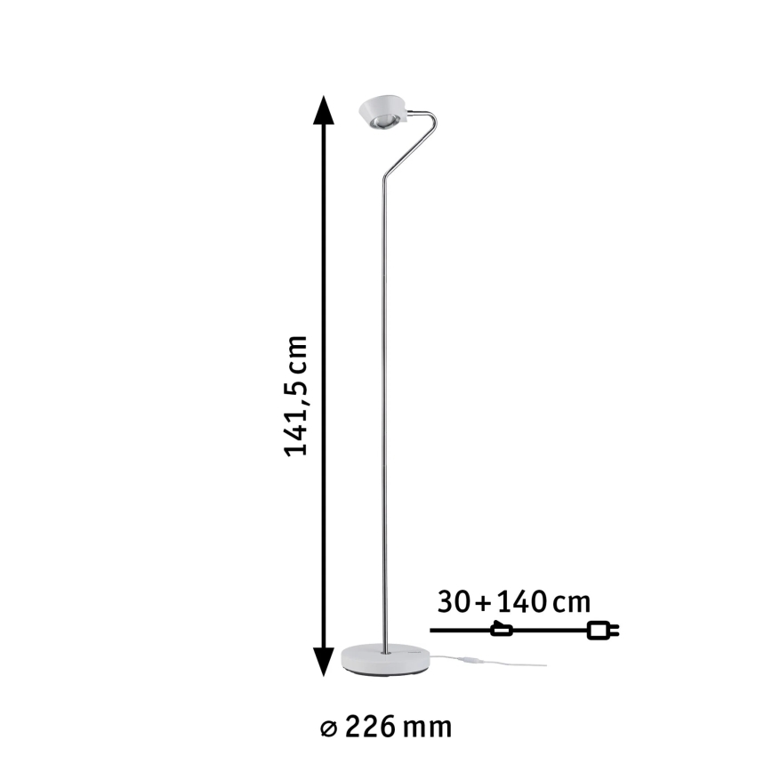 Paulmann 70920 - LED/7,5W Димируема подова лампа RAMOS 230V бяла/лъскав хром
