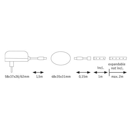 Paulmann 70955 - LED/3W Strip със сензор 1 м YOURLED 230V