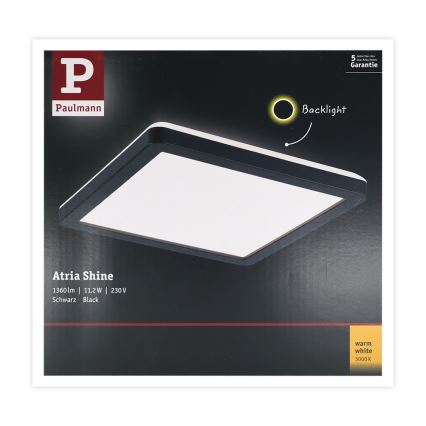 Paulmann 71000 - LED/11,2W Панел за повърхностен монтаж ATRIA 230V 3000K 19x19 cm черен