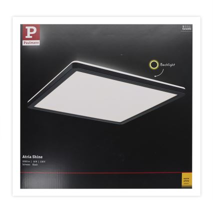 Paulmann 71001 - LED/16W Панел за повърхностен монтаж ATRIA 230V 3000K 29,3x29,3 cm черен