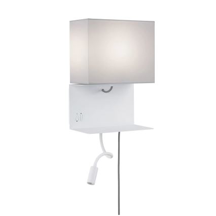 Paulmann 78913 - LED/2,5W + 1xE27/40W Настенно осветително тяло с рафт и USB MERANI 230V бяло