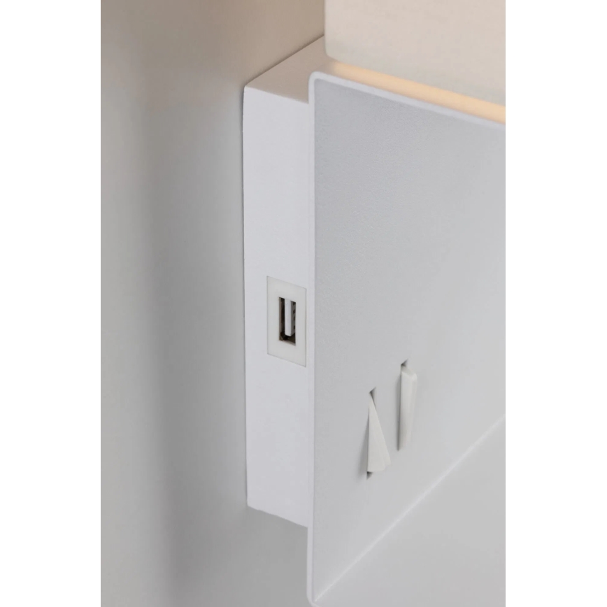 Paulmann 78913 - LED/2,5W + 1xE27/40W Настенно осветително тяло с рафт и USB MERANI 230V бяло