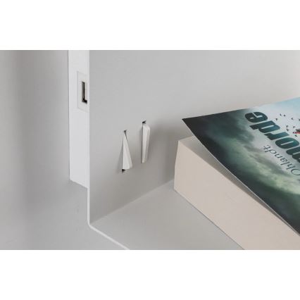 Paulmann 78913 - LED/2,5W + 1xE27/40W Настенно осветително тяло с рафт и USB MERANI 230V бяло